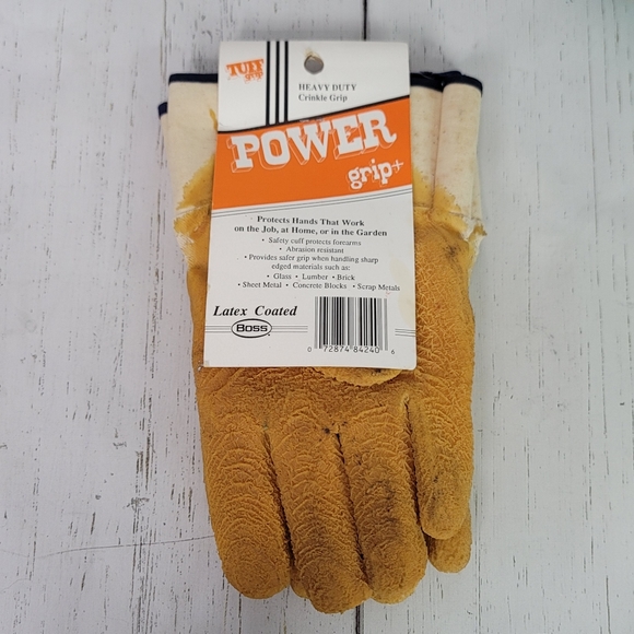 BOSS Power Grip Heavy Duty Latex Coated Crinkle Grip Work Gloves Men's One Size - Picture 10 of 11
